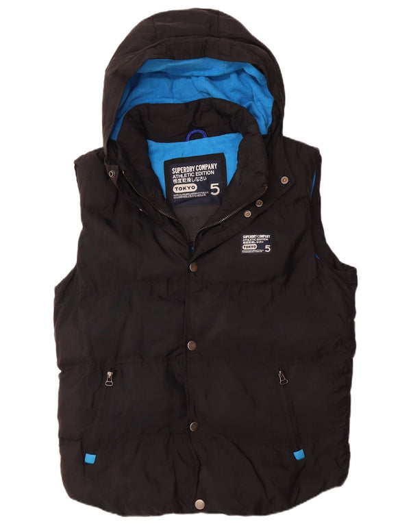SUPERDRY Gilet căptușit cu glugă pentru bărbați UK 42 XL Nylon negru