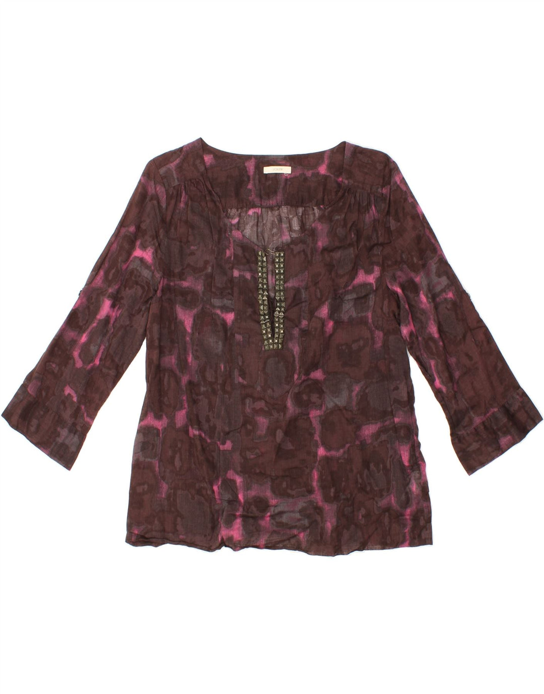 J. CREW Womens Abstract Pattern Blouse Top US 10 Large Brown Vintage J. Crew and Second-Hand J. Crew from Messina Hembry 
