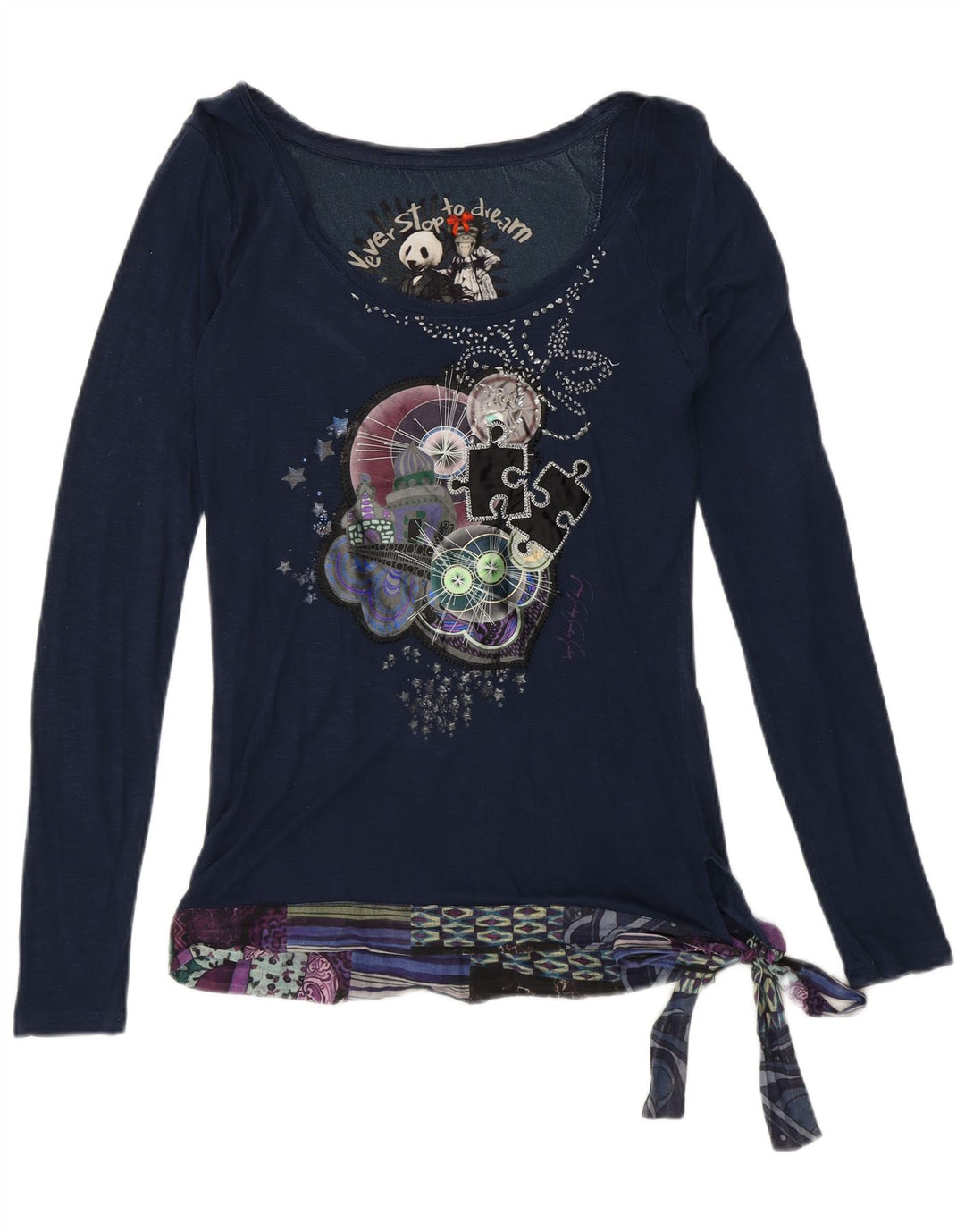 Bluză Desigual pentru femei cu model abstract, UK 10 Mic, bleumarin