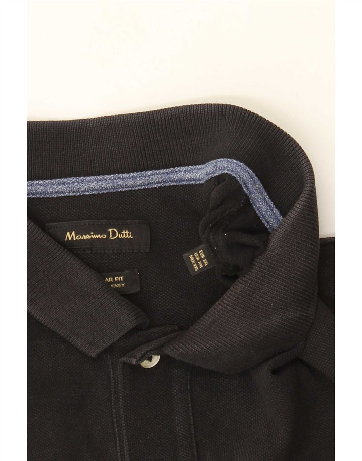 Massimo Dutti Mens Regular Fit Polo Shirt 2XL Black