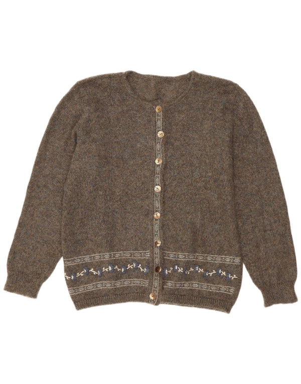 Pulover Cardigan Vintage pentru Damă UK 16 Mare Mohair Floral Gri
