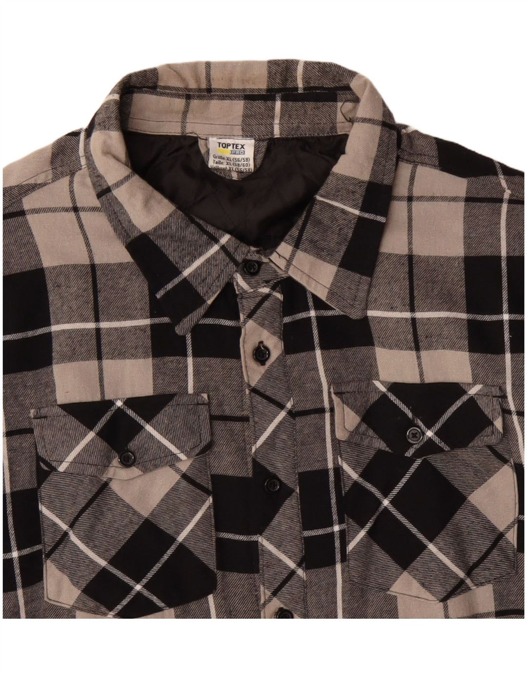 Cămașă de flanel pentru bărbați VINTAGE Lumberjack XL, bumbac negru cu carouri