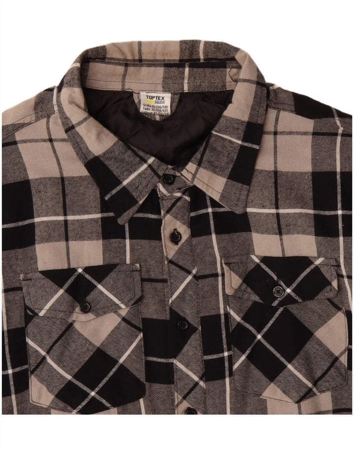 Cămașă de flanel pentru bărbați VINTAGE Lumberjack XL, bumbac negru cu carouri