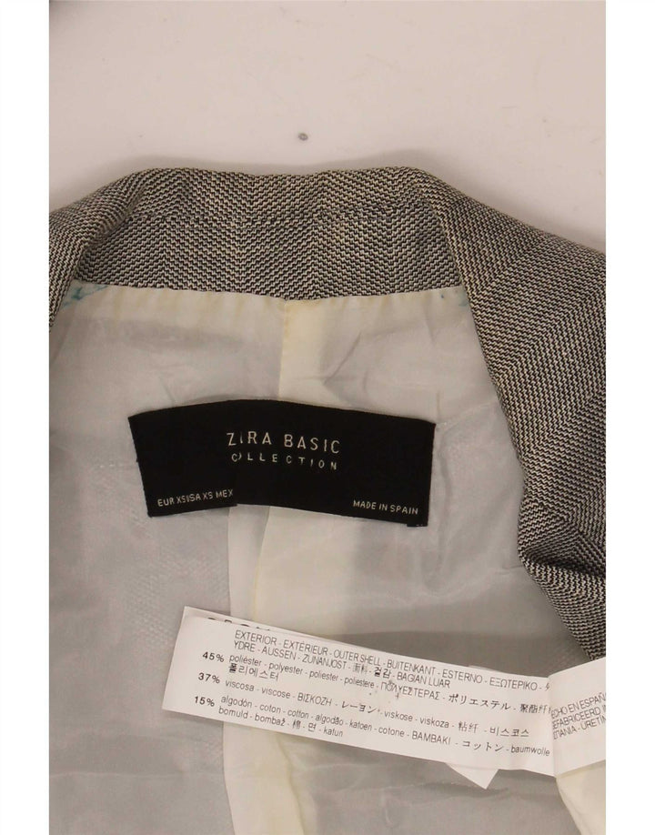 Sacou blazer pentru femei Zara, cu 1 nasture, UK 6 XS, poliester chevron gri