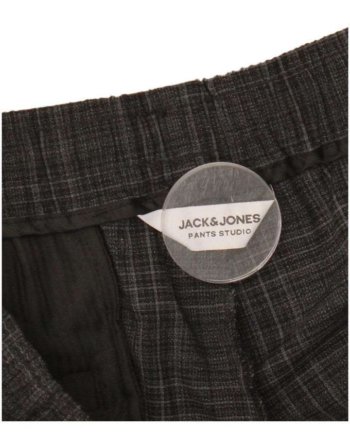 Pantaloni chino subțiri Jack & Jones pentru bărbați, poliester cu carouri, gri mari