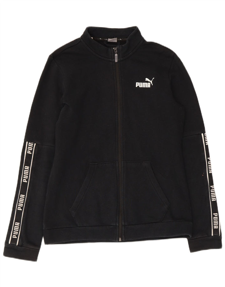 PUMA Boys Graphic Tracksuit Top Jacket 15-16 Years Black Cotton