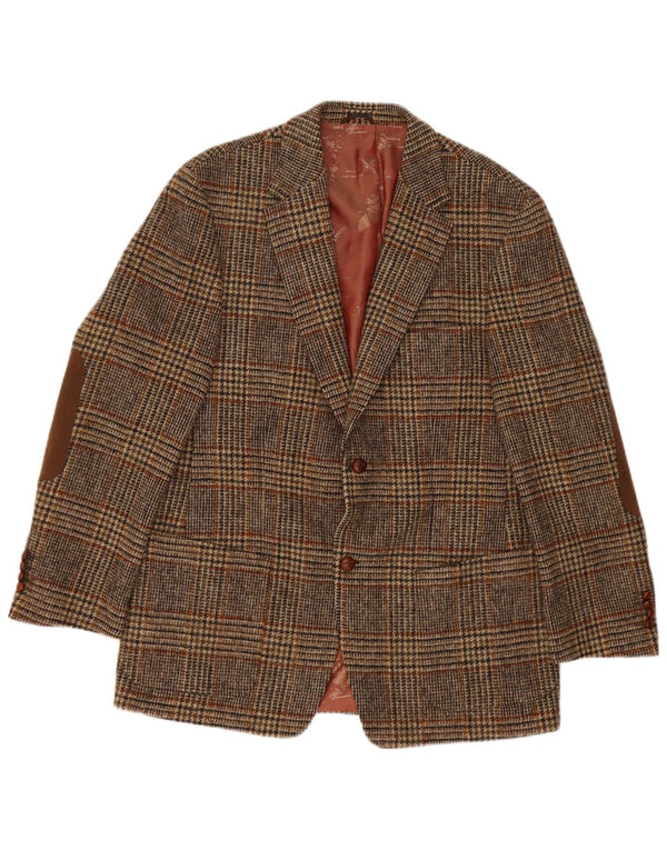 Jachetă pentru bărbați Harris Tweed, cu 2 nasturi, IT 52 XL, lână cu carouri maro