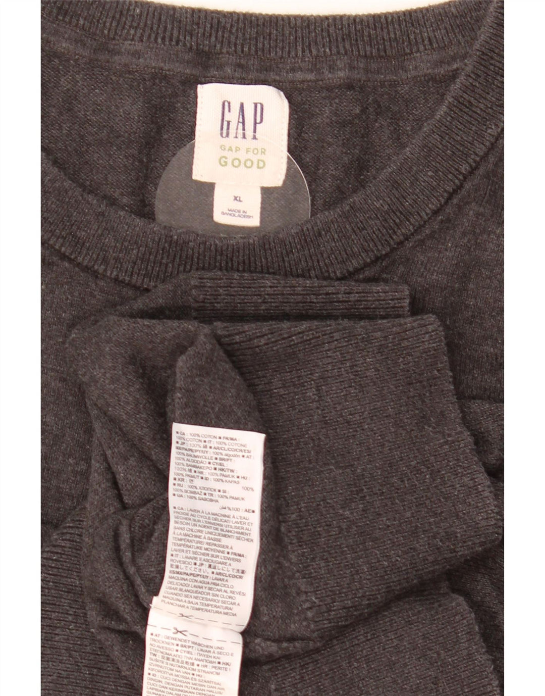 Pulover GAP pentru bărbați, cu gât roșu, XL, bumbac gri