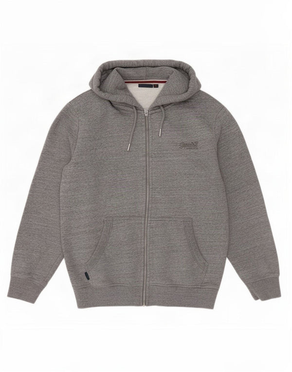 Pulover Superdry pentru bărbați, cu fermoar, XL, bumbac cu pete gri