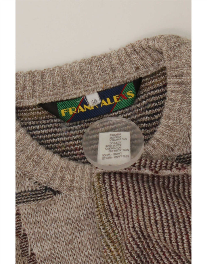 Pulover pentru bărbați Frank Alexs cu gât roșu IT 50 Medium Gri Geometric Lână