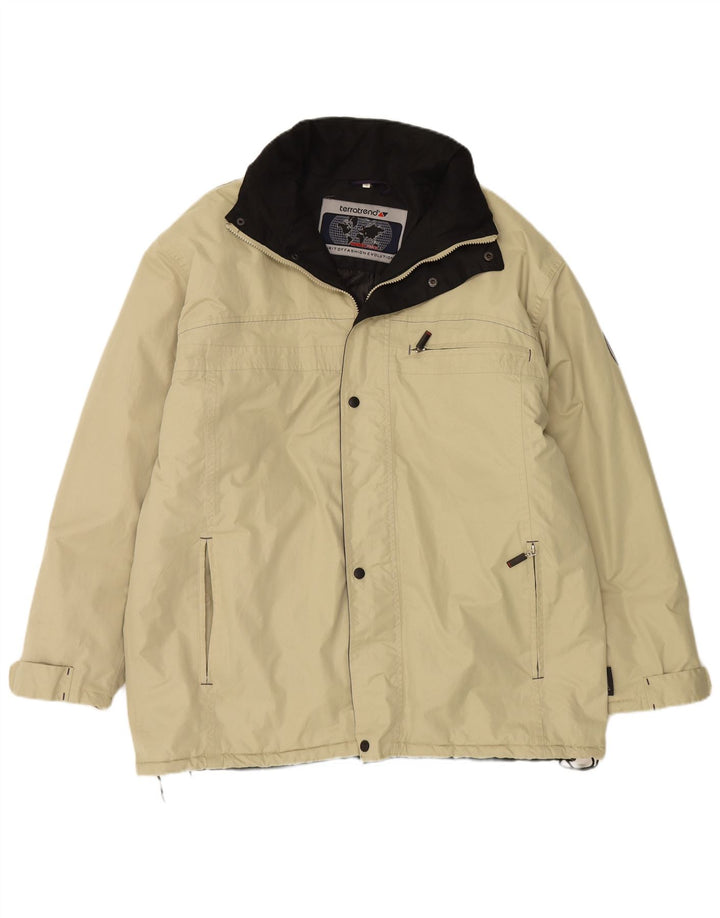 Jachetă de vânt pentru bărbați cu glugă VINTAGE UK 42 XL poliester bej