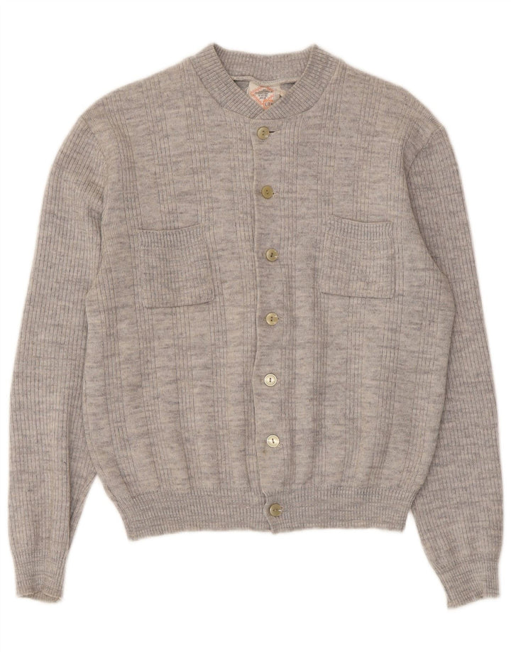 Pulover Cardigan Vintage pentru Damă UK 14 Gri Mediu