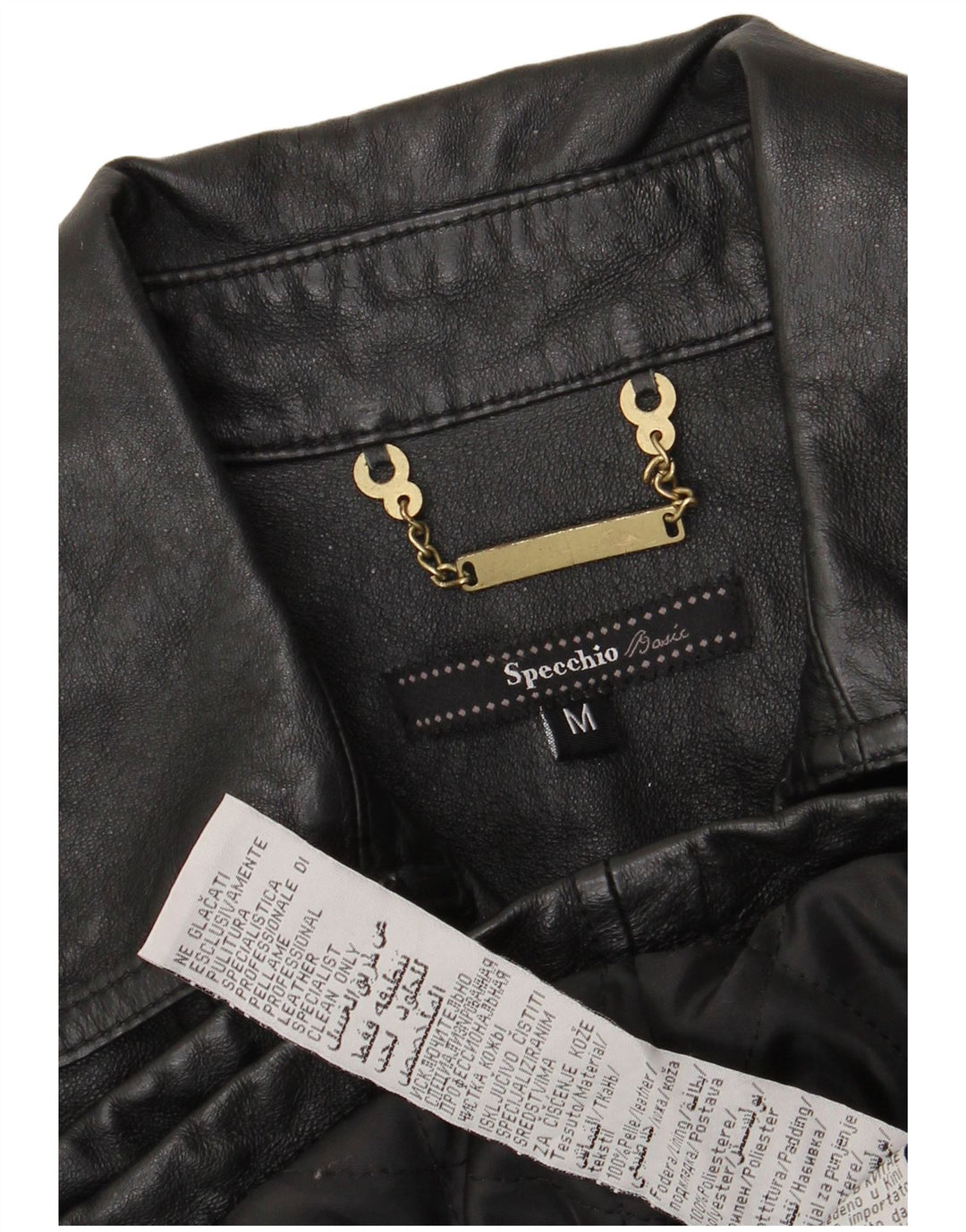 SPECCHIO Jachetă de piele militară crop pentru femei UK 12 Medium Black Leather