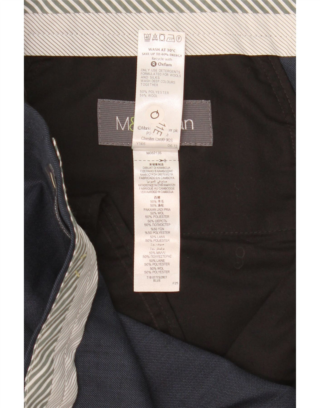 MARKS & SPENCER Pantaloni drepți pentru bărbați L44 L29 Poliester albastru