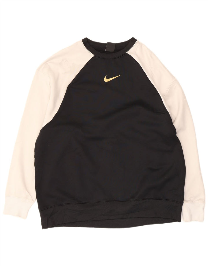 Hanorac pentru bărbați Nike Dri Fit Pulover mare, negru, poliester color bloc