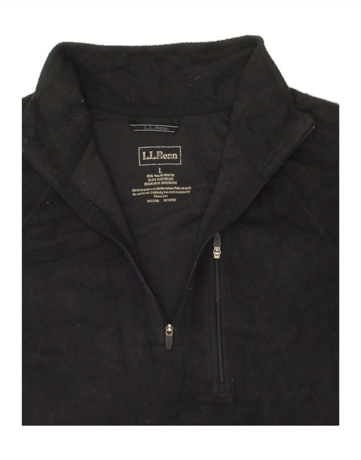 L.L.BEAN Mens Zip Neck Fleece Jumper Large Black Polyester Vintage L.L.Bean and Second-Hand L.L.Bean from Messina Hembry 