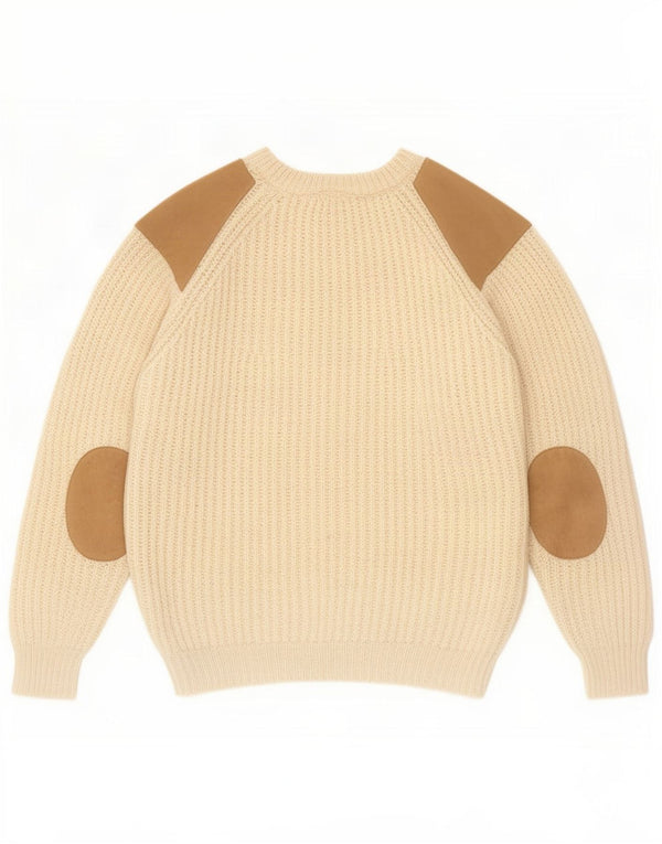 Pulover Glencroft pentru bărbați, cu gât de barcă, XL, lână nouă, bloc de culoare, alb,