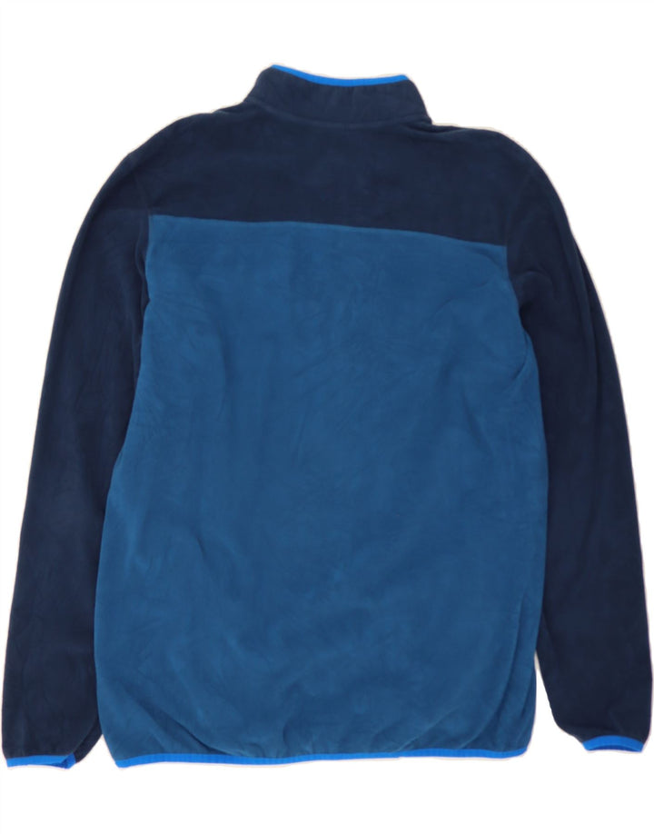 EDDIE BAUER Mens Button Neck Fleece Jumper XL Navy Blue Colourblock Vintage Eddie Bauer and Second-Hand Eddie Bauer from Messina Hembry 