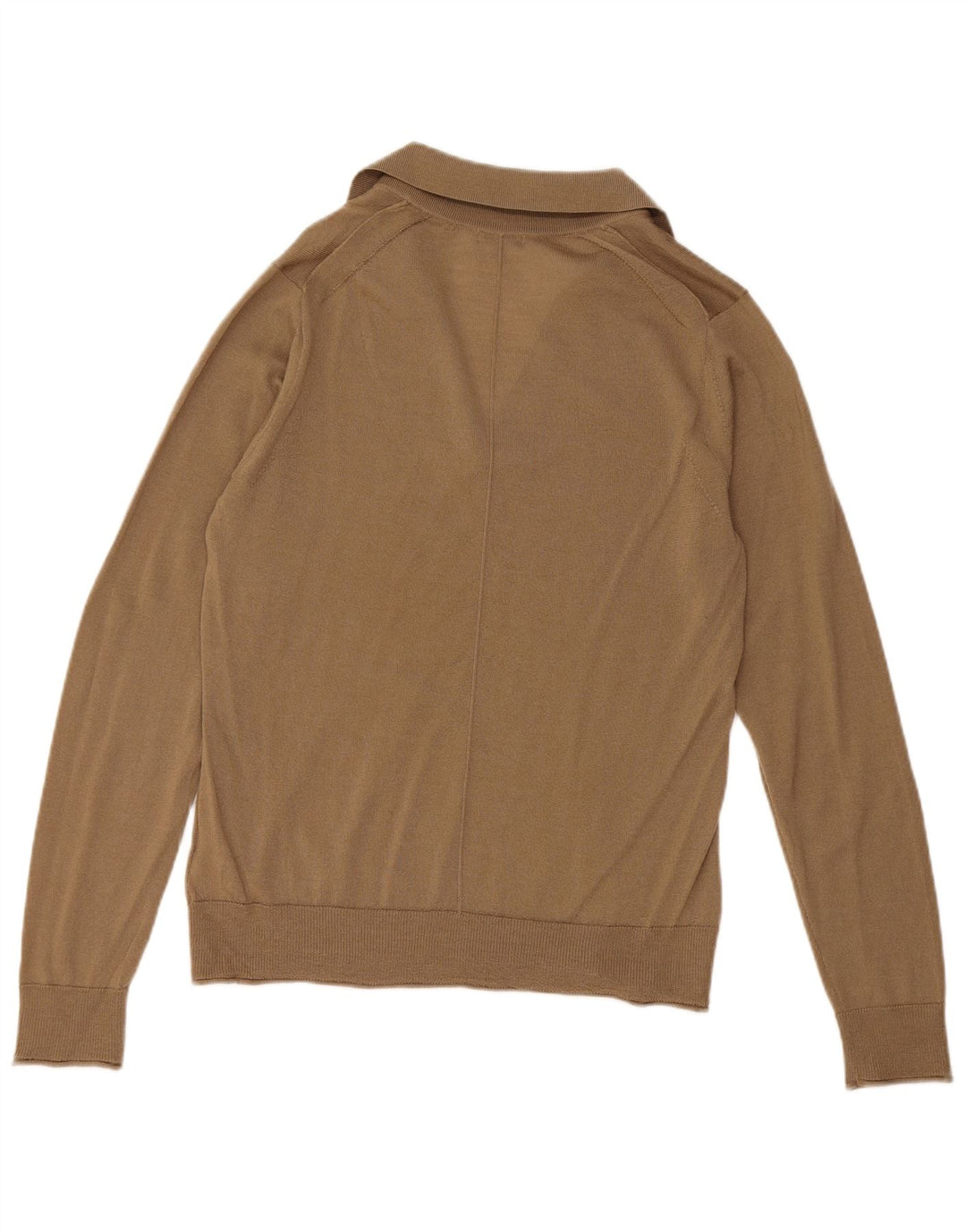 Jigsaw Pulover cu gât polo pentru femei UK 12 Lână mediu bej