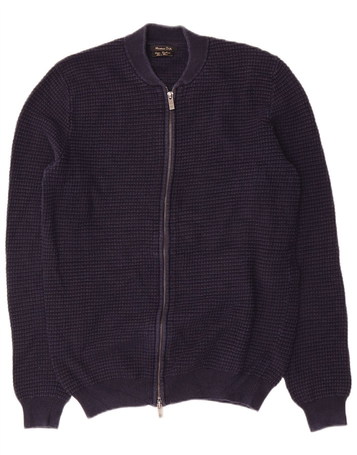 Pulover cardigan Massimo Dutti pentru bărbați, bumbac bleumarin mediu