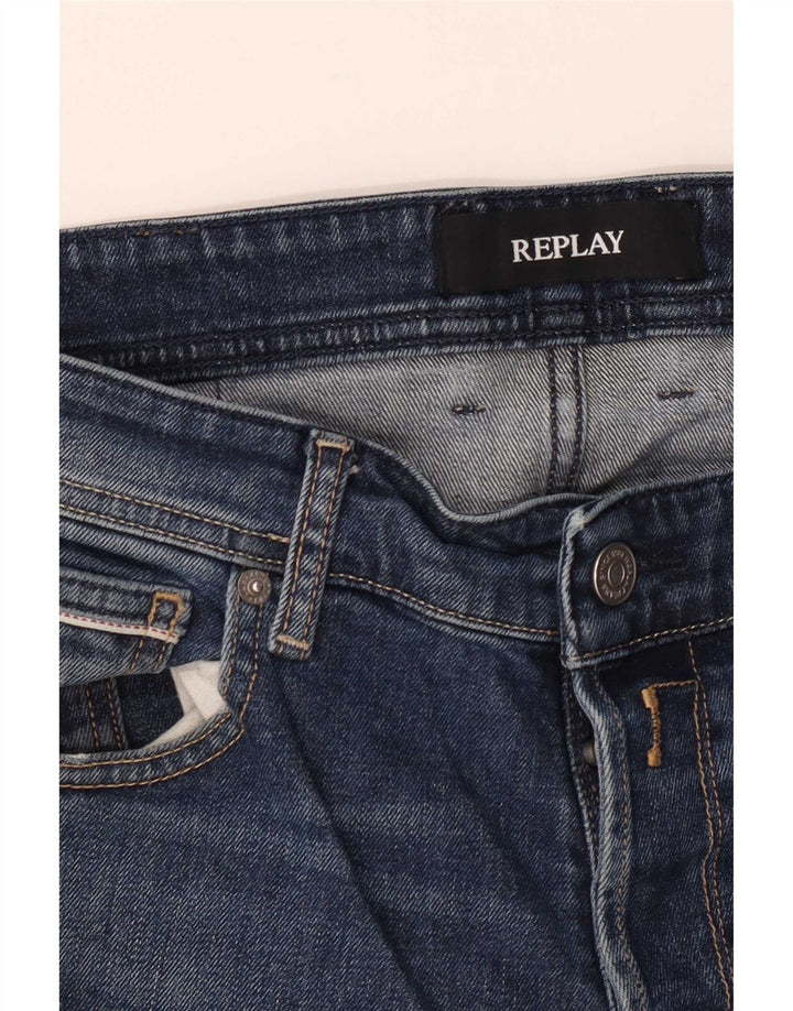 Replay Blugi Grover Straight pentru bărbați W34 L32 Albastru
