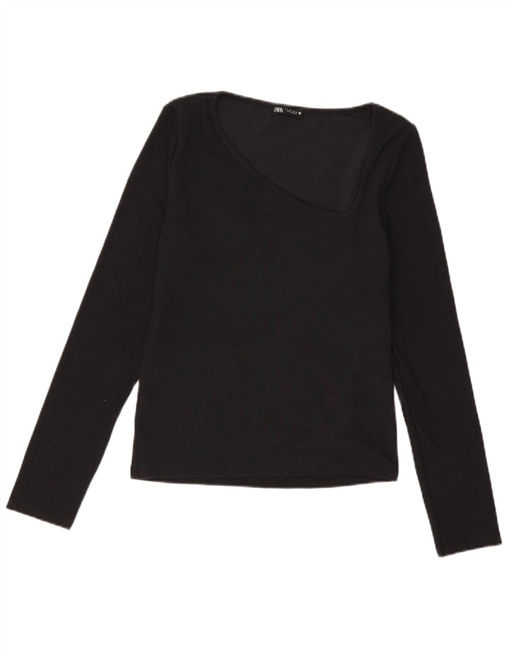 Top femeie Zara cu mânecă lungă UK 14 mare negru