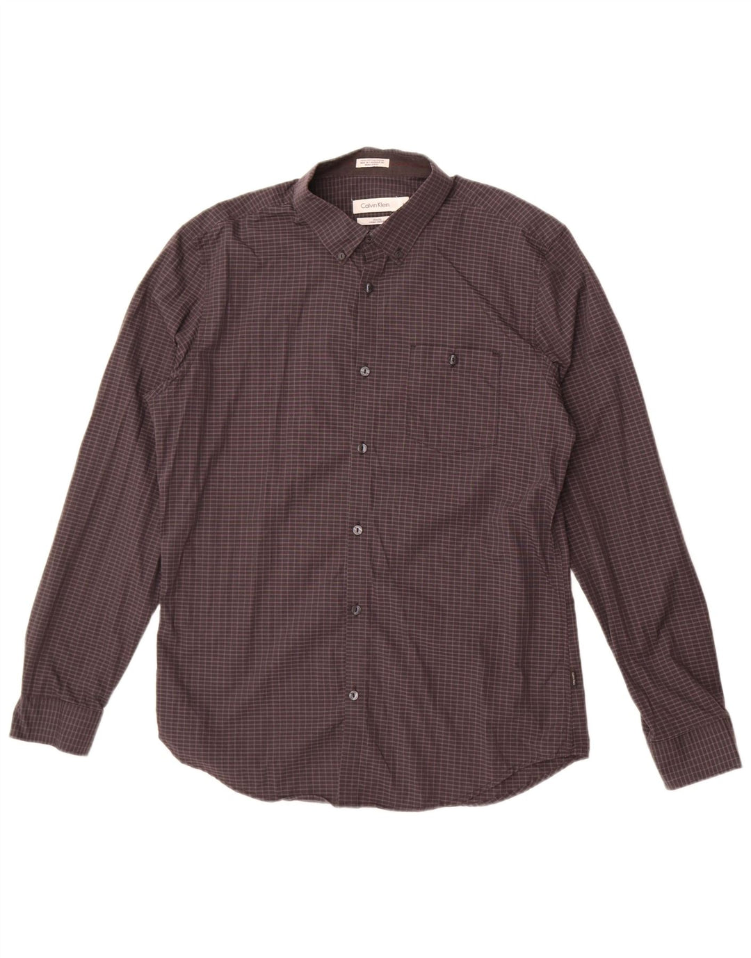 Cămașă pentru bărbați Calvin Klein Slim Fit, bumbac cu carouri, gri mediu