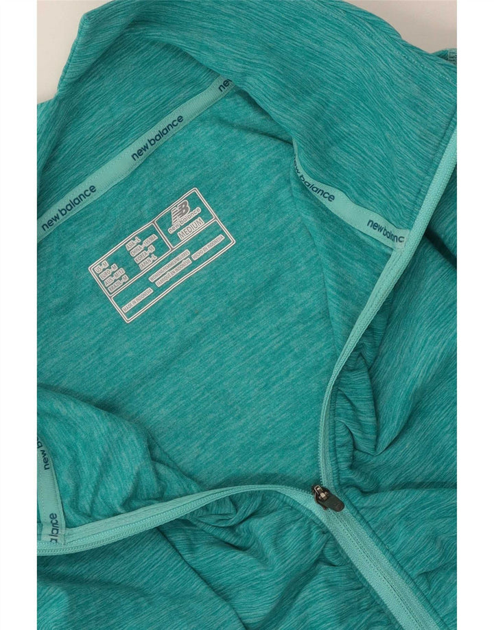 Top de trening New Balance pentru femei, cu fermoar și gât, cu pulover UK 12, verde mediu