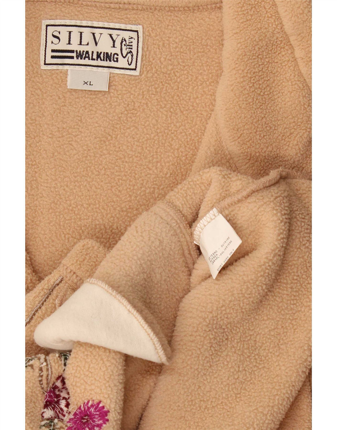Jachetă fleece supradimensionată pentru femei Silvy UK 18 XL poliester floral bej