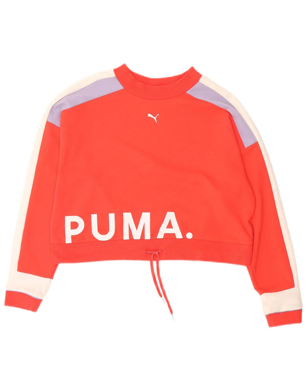 Pulover Puma Crop Graphic pentru femei UK 14 Medium Red Colorblock