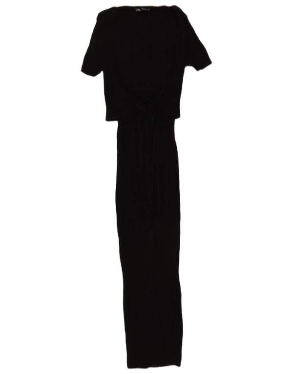 Rochie Maxi pentru Damă Zara UK 12 Medium Negru Bumbac