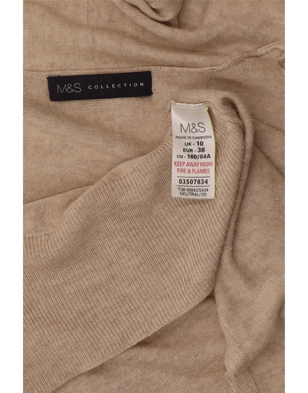 Pulover cardigan deschis supradimensionat pentru femei Marks & Spencer UK 10 Mic Bej