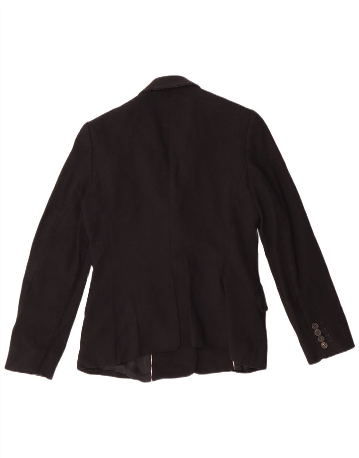 AQUASCUTUM Womens 2 Button Blazer Jacket UK 8 Small Black Wool