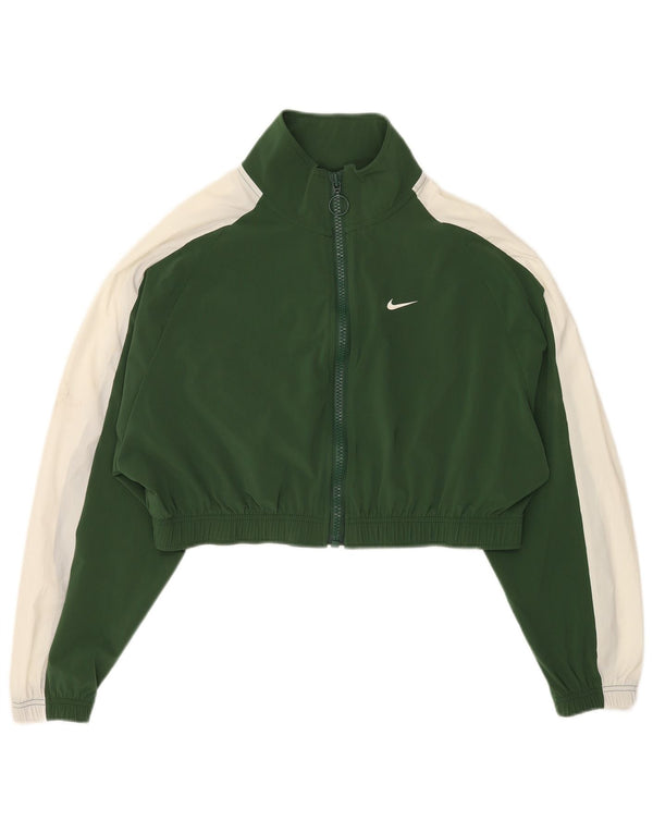 Jachetă de top pentru trening Nike Crop pentru femei UK 10 Mic verde Colorblock
