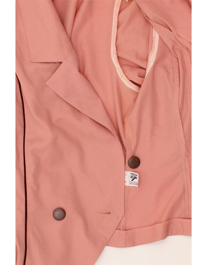 TREVIRA Womens 1 Button Double Breasted Blazer Jacket UK 10 Small Pink Vintage Trevira and Second-Hand Trevira from Messina Hembry 