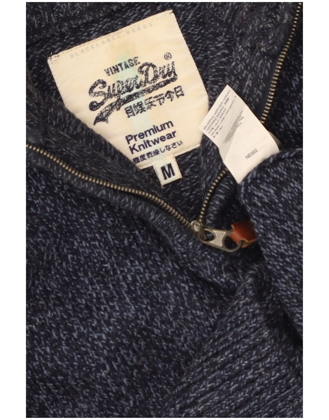 Pulover Superdry pentru femei, cu fermoar, cu gât, UK 14 Medium, bleumarin, pete