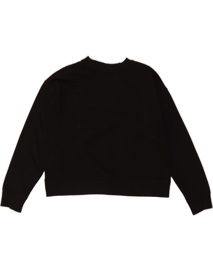 DKNY Womens Crop Graphic Sweatshirt Jumper UK 14 Medium Black Cotton Vintage Dkny and Second-Hand Dkny from Messina Hembry 