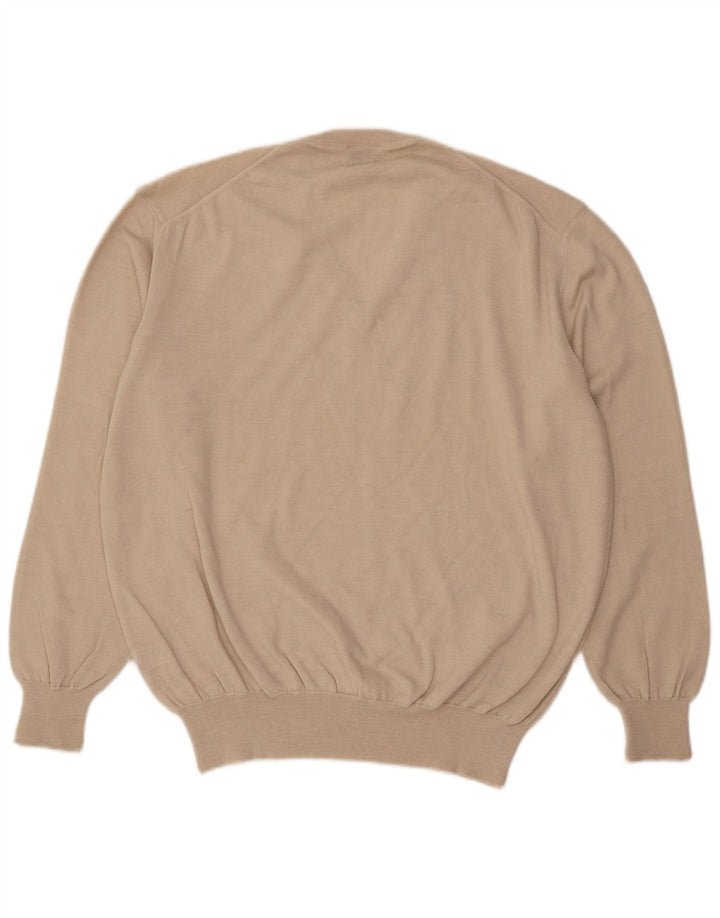 TRUSSARDI Pulover cu decolteu în V pentru bărbați, lână, bej mediu