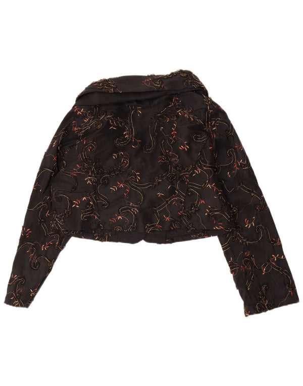 Jachetă Bolero Vintage pentru femei UK 14 Large Black Floral
