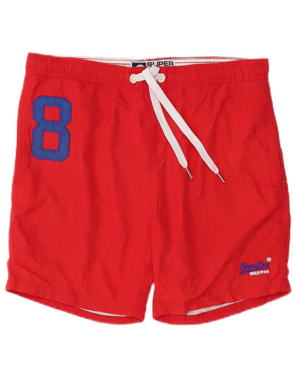 Superdry Mens Graphic Swimming Shorts Small  Red Polyester