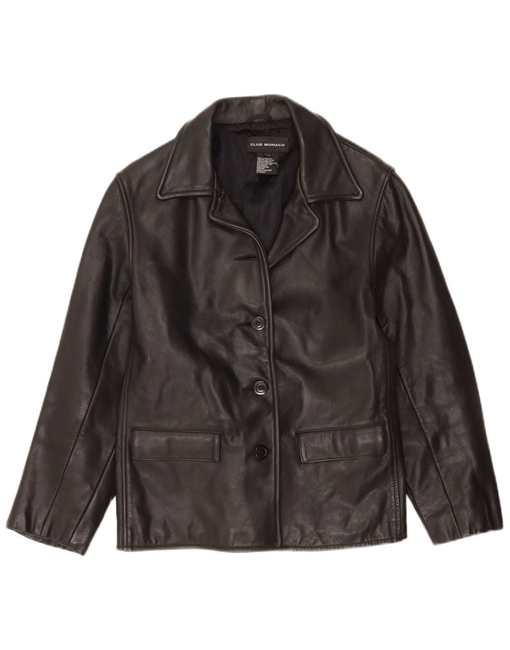 Jachetă de piele Club Monaco pentru femei UK 14 Medium Black Leather