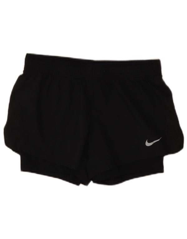 Pantaloni scurti sport NIKE Dri Fit pentru femei UK 10 Poliester negru mic