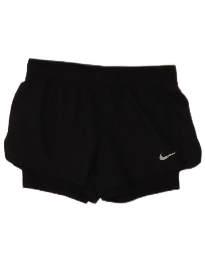 Pantaloni scurti sport NIKE Dri Fit pentru femei UK 10 Poliester negru mic
