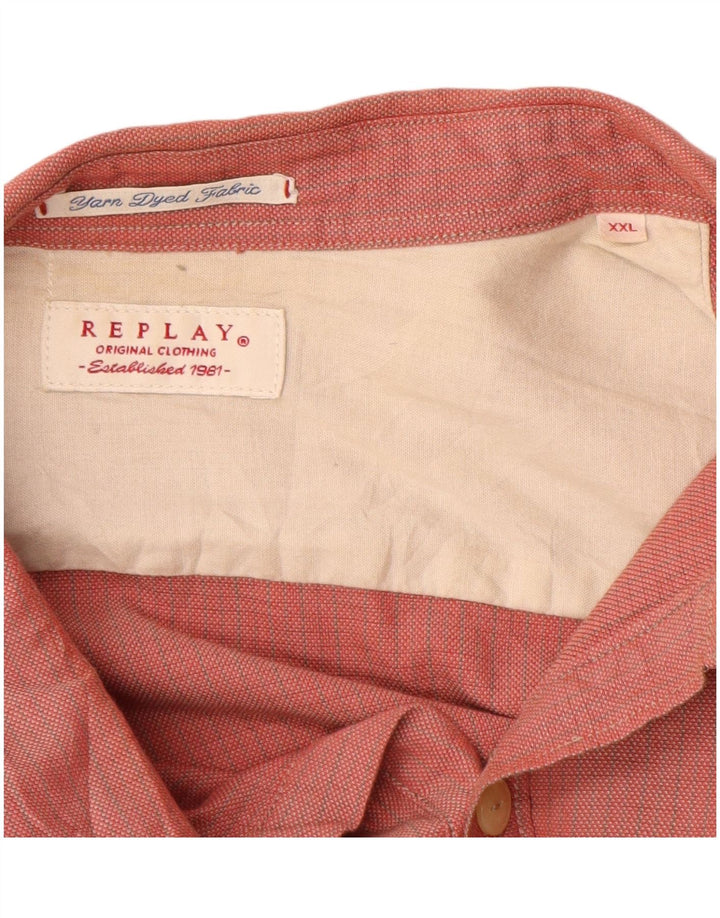 Cămașă pentru bărbați REPLAY 2XL, bumbac roșu cu carouri