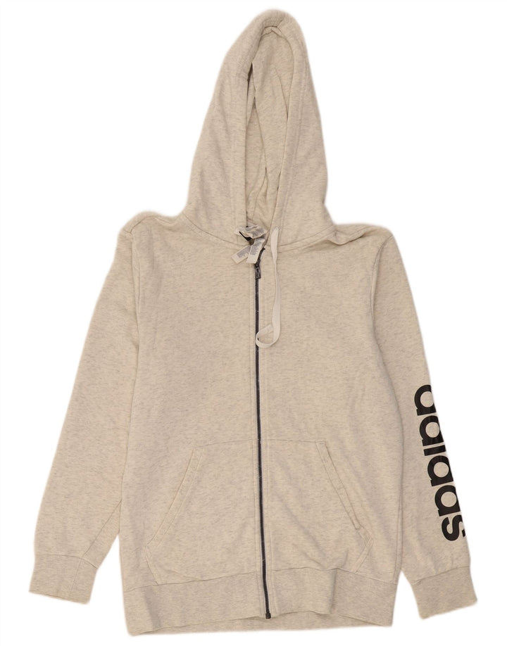Pulover pentru bărbați ADIDAS Graphic Zip Hoodie, bumbac mediu gri