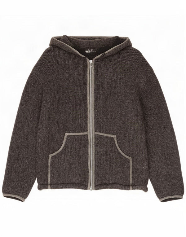 Tara London Jachetă de vânt tricot cu glugă pentru bărbați Marea Britanie 42 XL Lână gri pete