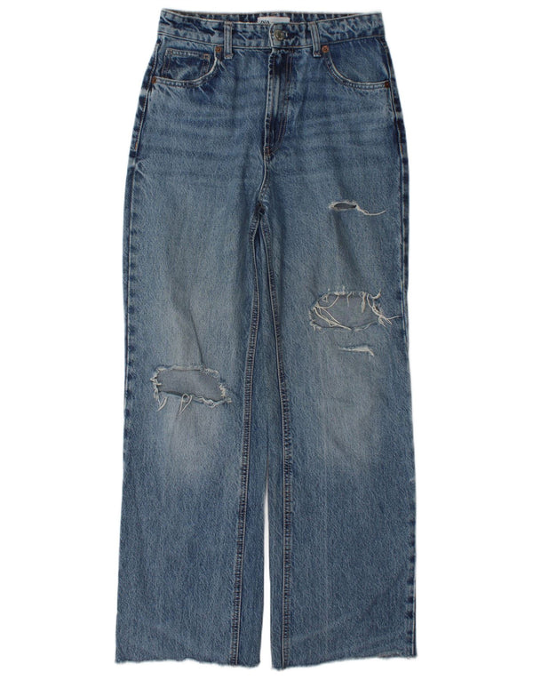 Blugi de damă Zara cu picioare largi, învechiți, EU 36 XS W26 L31 Albastru