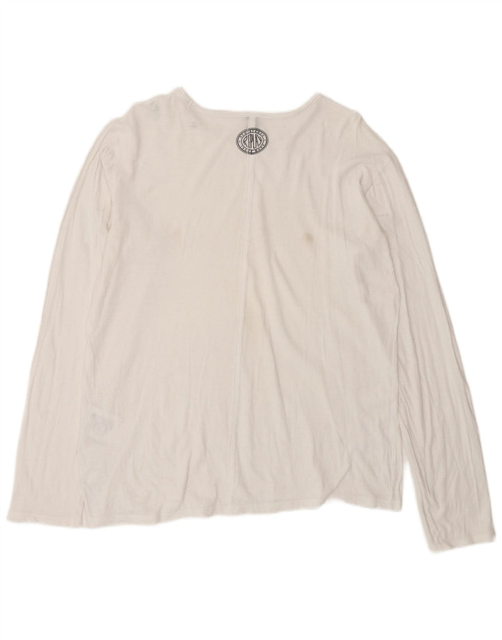 REPLAY Mens Top Long Sleeve Medium White Cotton