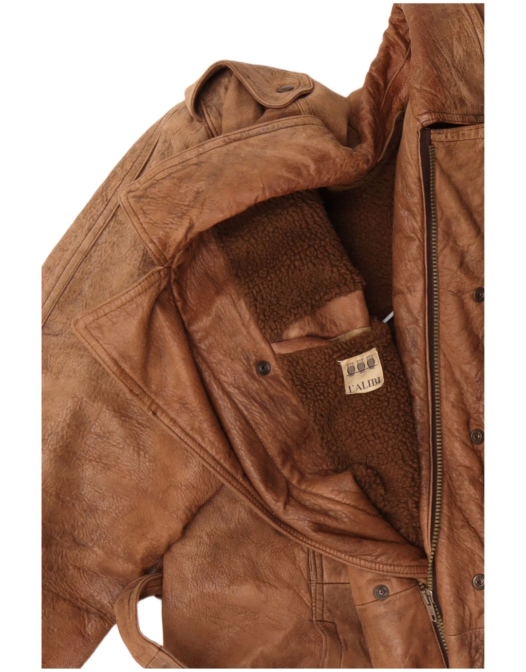 Jachetă militară din piele pentru bărbați VINTAGE UK 42 XL Bej