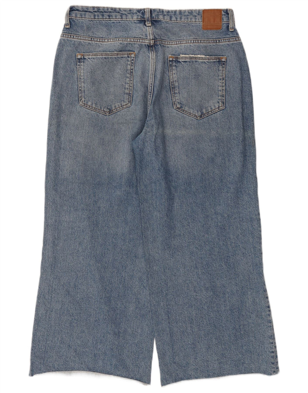 Blugi de damă ZARA cu picior largi, crop, învechiți, EU 40 Medium W30 L25 Albastru